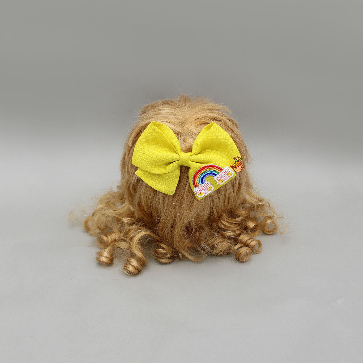Yellow Rainbow Embroidered Bowie Hair Clip