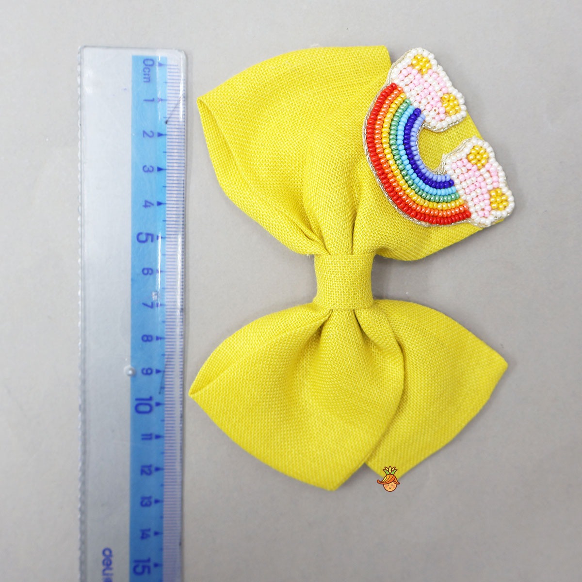 Yellow Rainbow Embroidered Bowie Hair Clip
