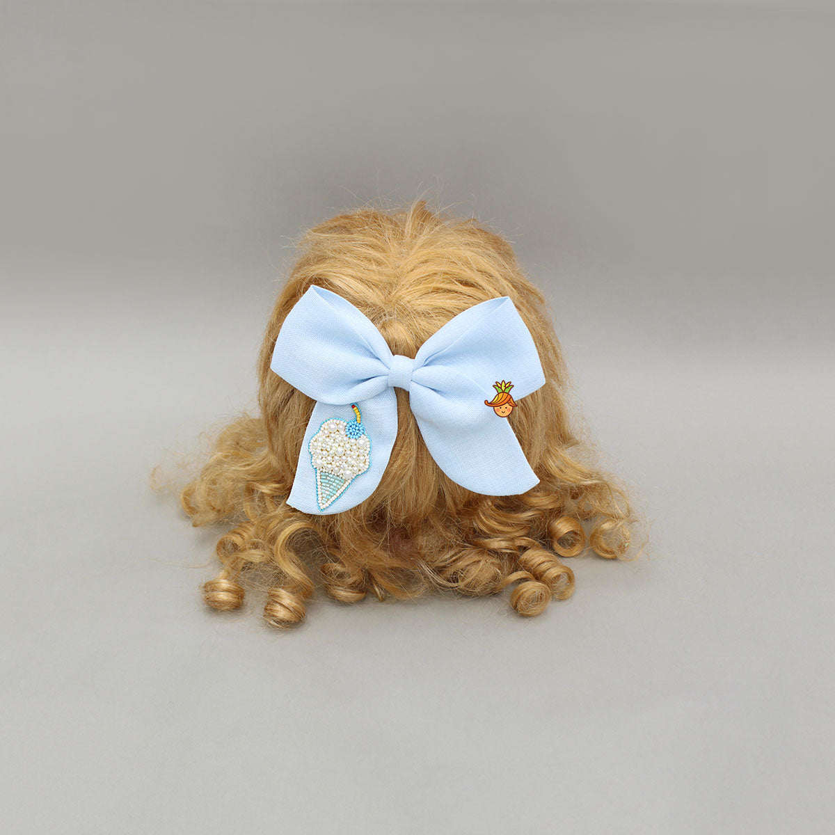 Blue Ice Cream Embroidered Bowie Hair Clip