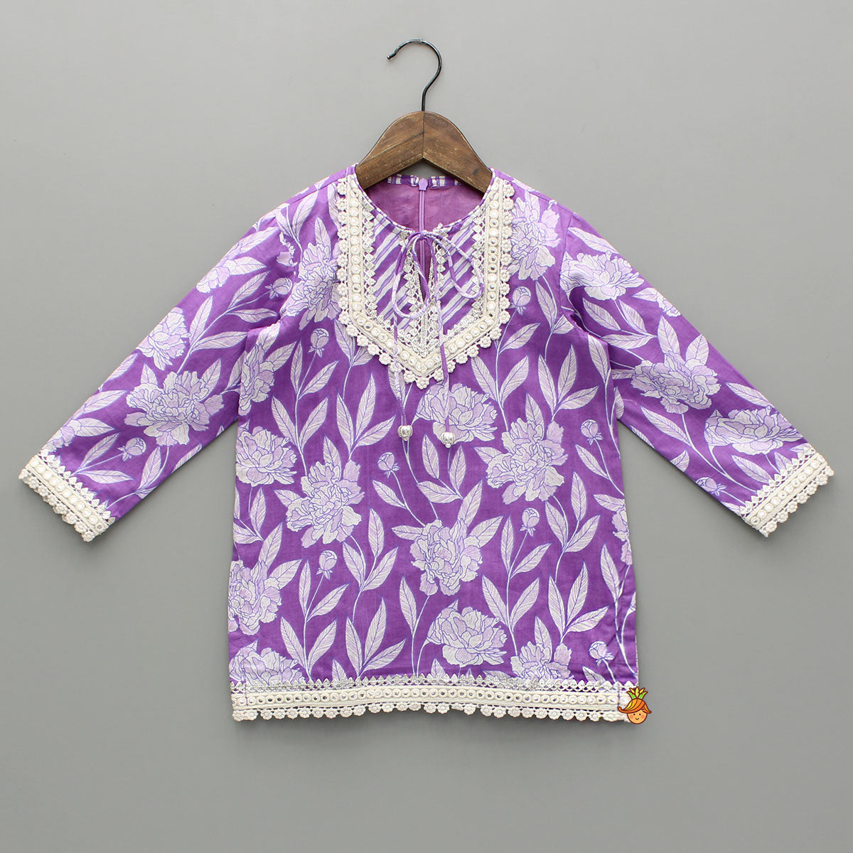 Pre Order: Purple Printed Kurti And Palazzo With Dupatta