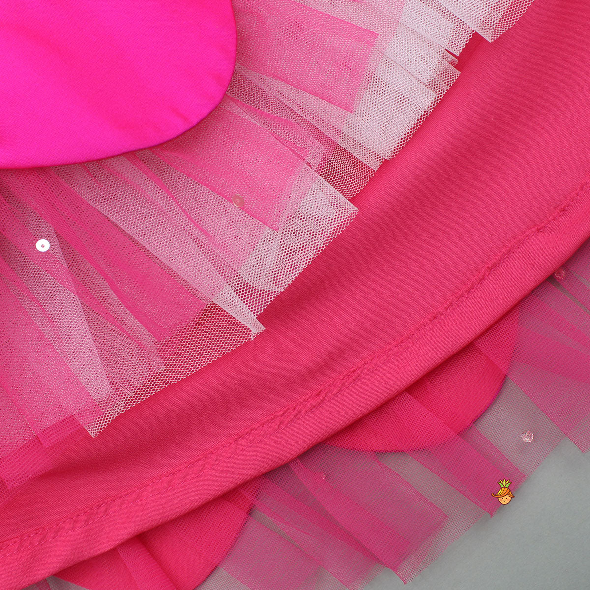 Pre Order: Pink Embroidered Top And Scalloped Hem Lehenga With Dupatta