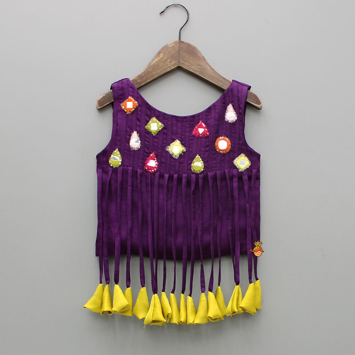 Mirror Work Stylish Top And Flared Lehenga