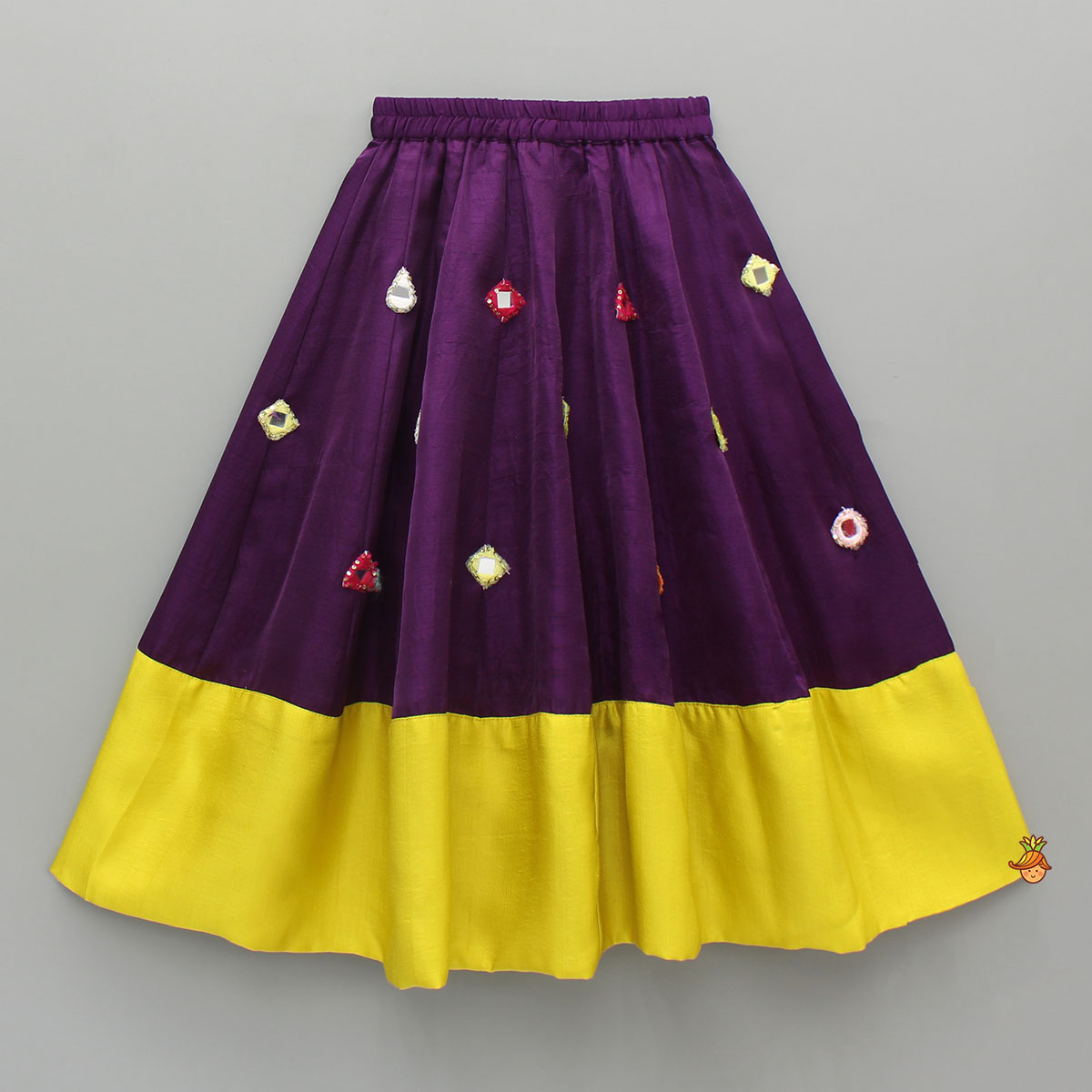 Mirror Work Stylish Top And Flared Lehenga