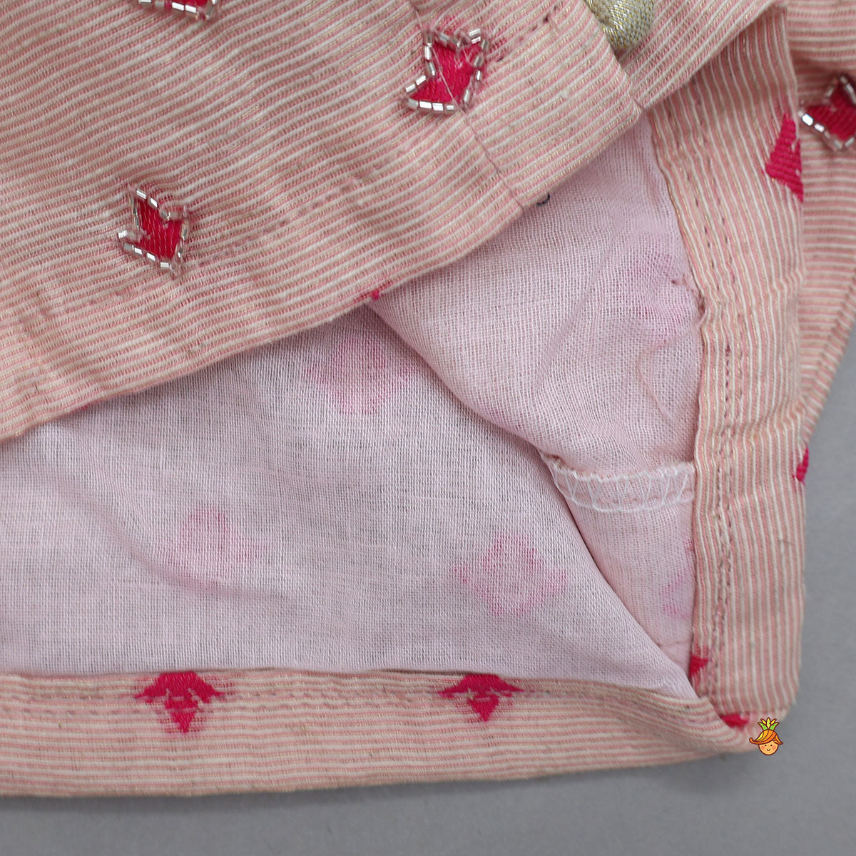 Pre Order: Chanderi Embroidered Top And Layered Lehenga