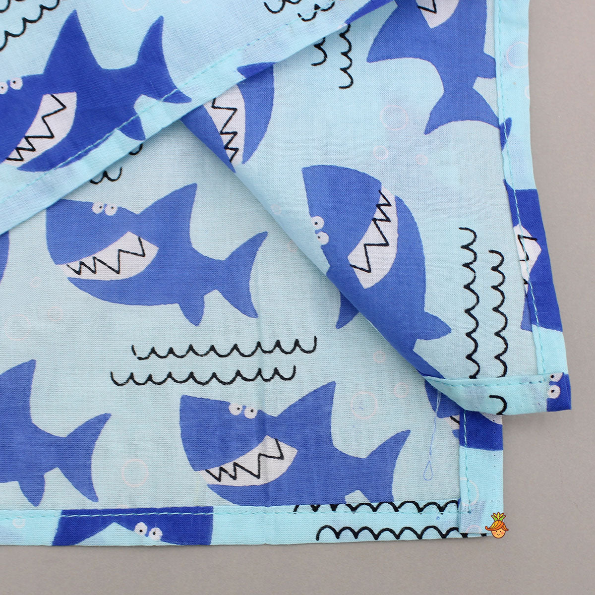 Pre Order: Blue Fish Printed Shirt And Shorts