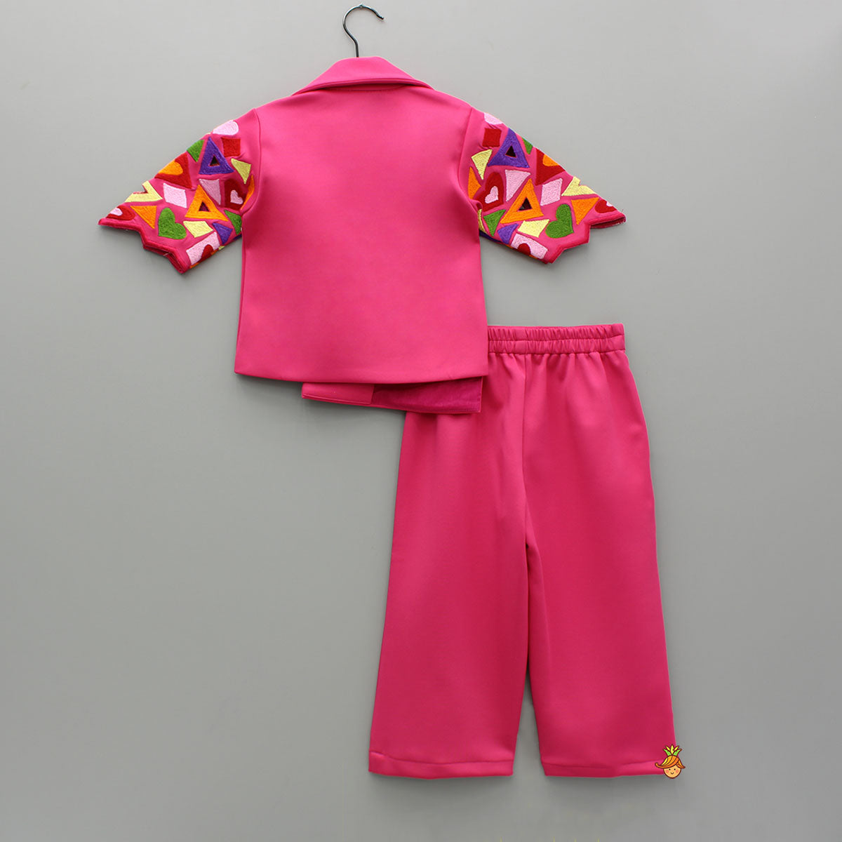 Pre Order: Pink Embroidered Blazer Jacket Style Top And Pant