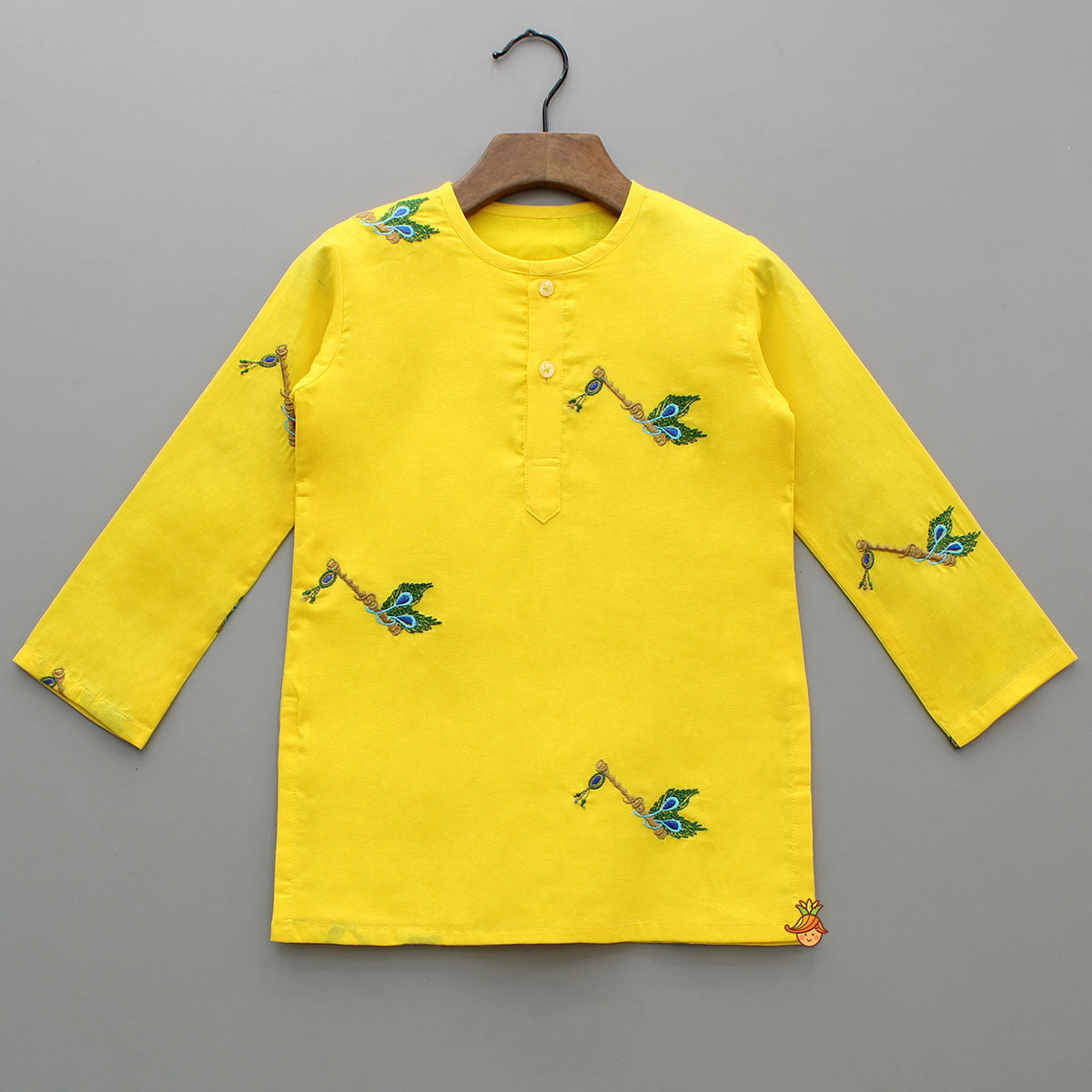 Pre Order: Yellow Embroidered Kurta And Dhoti Style Pant With Head Band