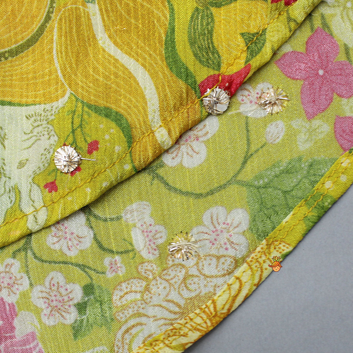 Pre Order: Embroidered And Embellished Strappy Top With Printed Cape And Palazzo