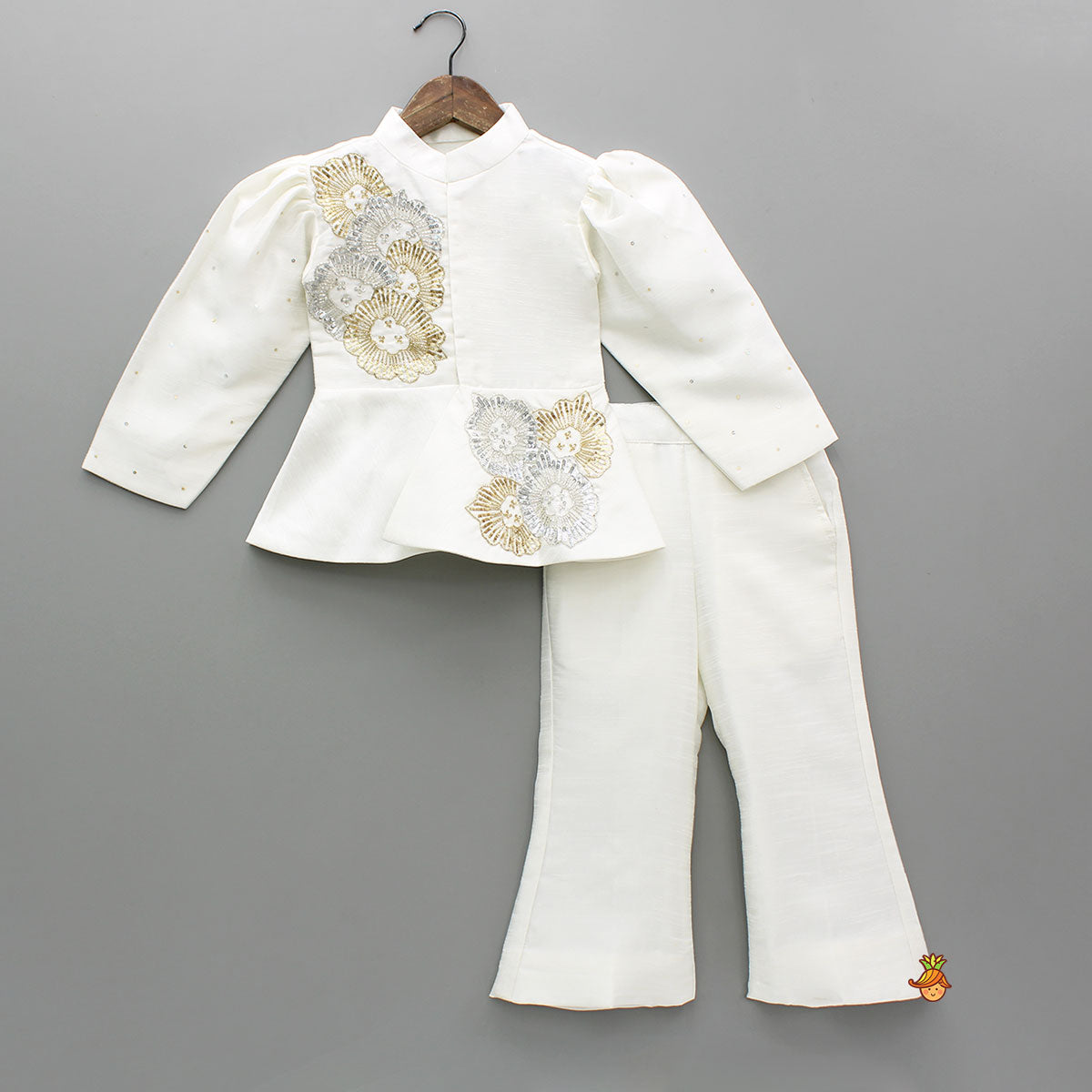 Pre Order: Off White Embroidered Stylish Top And Pant