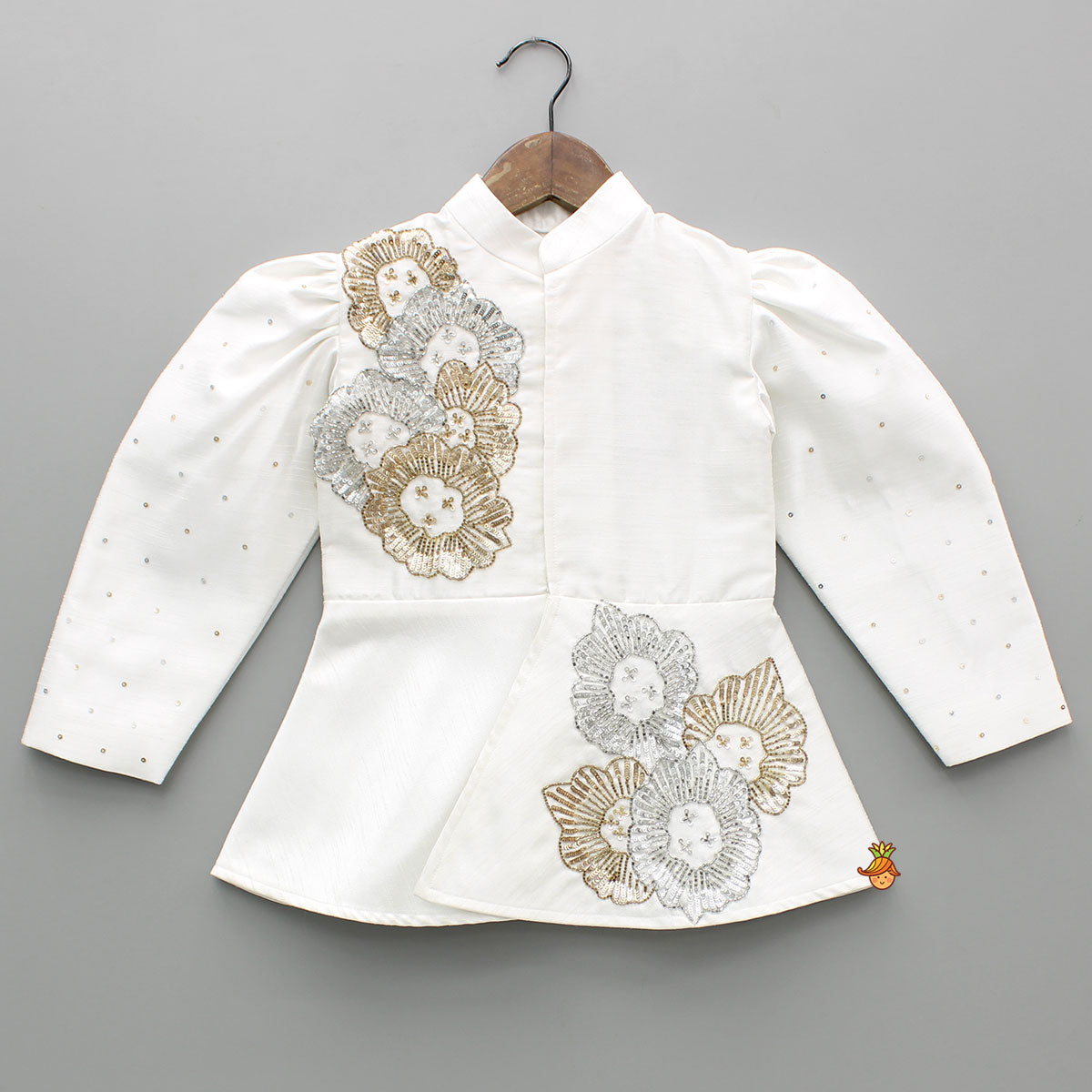 Pre Order: Off White Embroidered Stylish Top And Pant