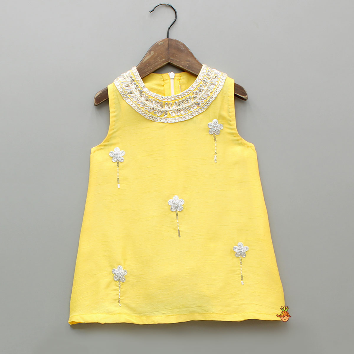 Pre Order: Yellow Embroidered Kurti And Flared Palazzo