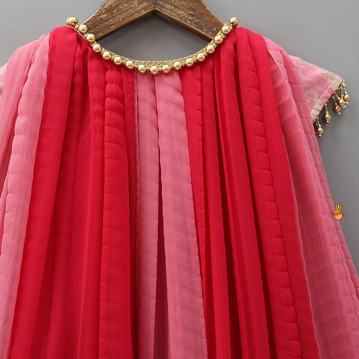 Pre Order: Dual Tone Embroidered Cap Sleeves High Low Kurti