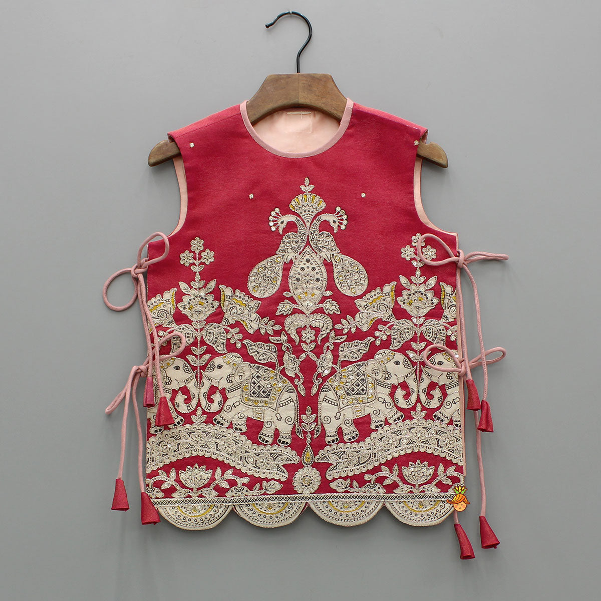 Pre Order: Kurta With Printed Embroidered Jacket And Pyjama