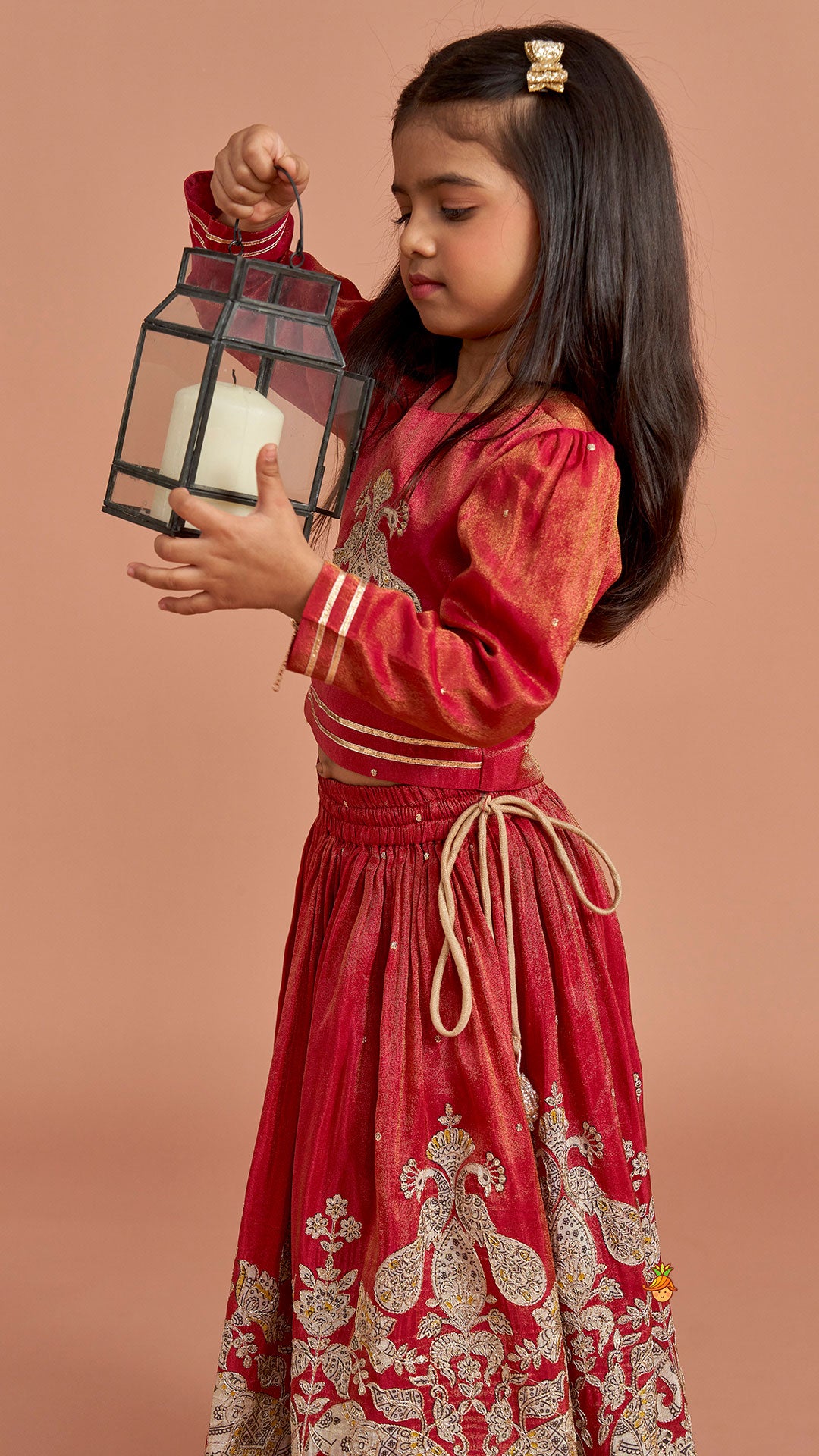 Pre Order: Maroon Embroidered Top And Lehenga With Dupatta