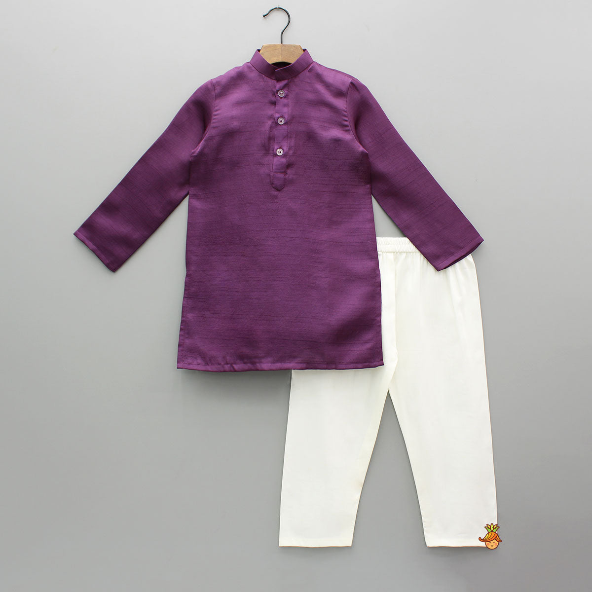 Pre Order: Purple Kurta With Embroidered Jacket And Pyjama