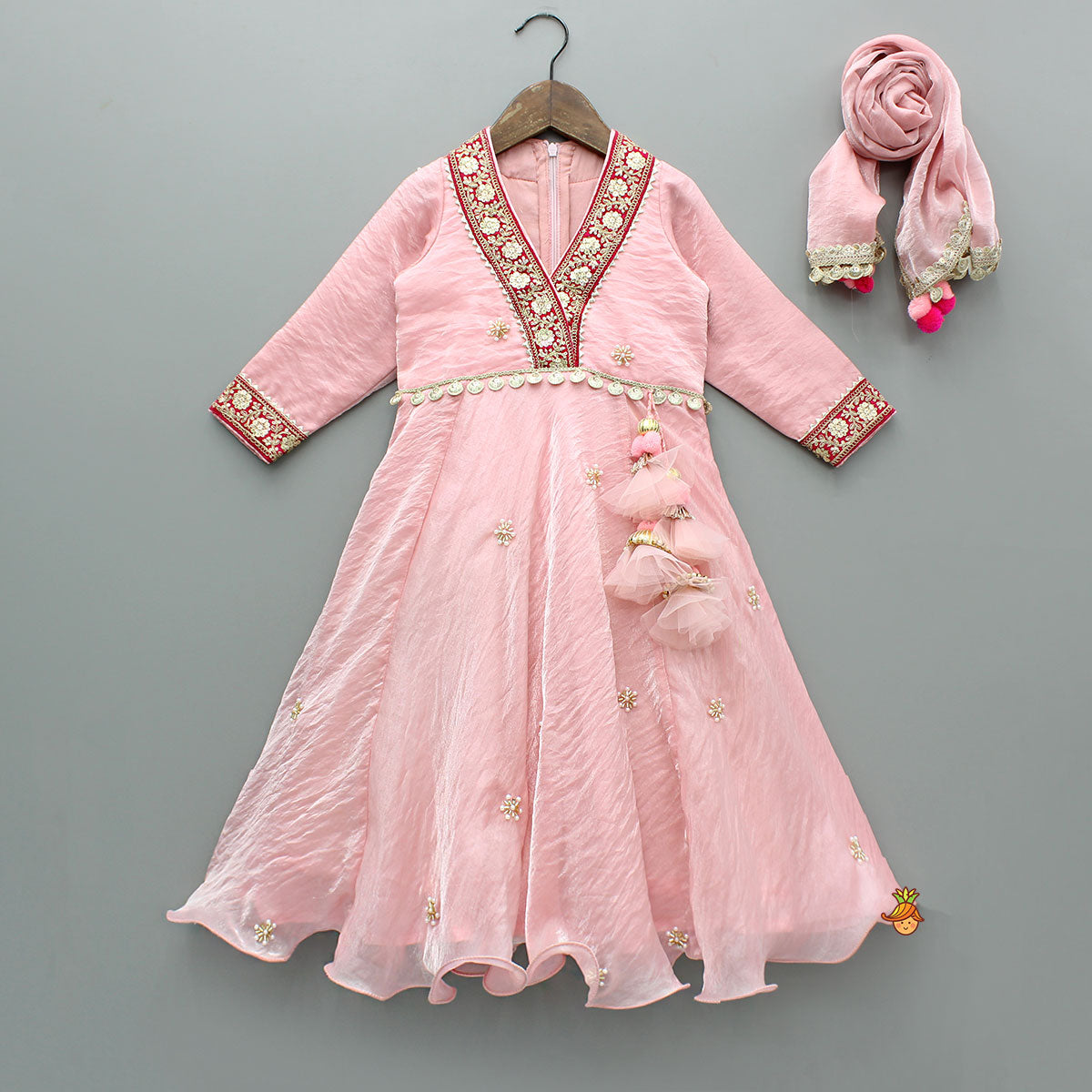 Pre Order: Pink Embroidered Anarkali With Dupatta