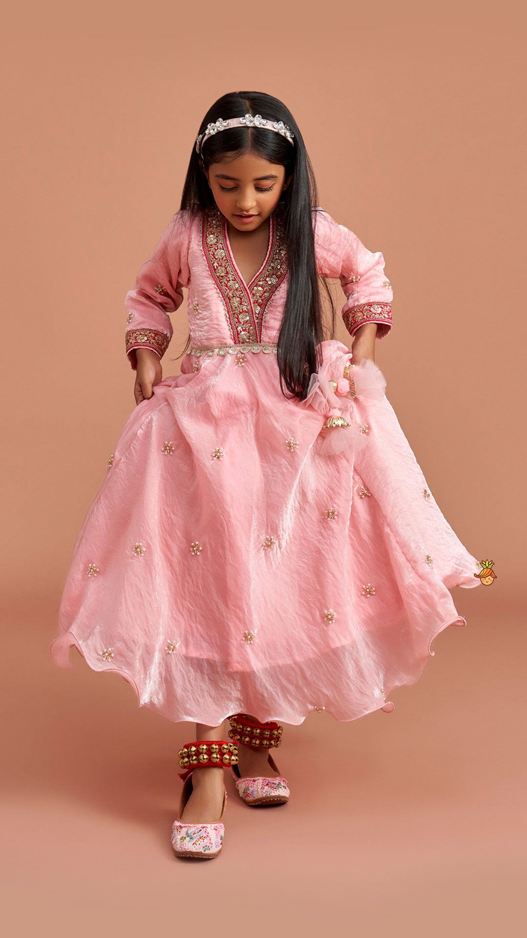 Pre Order: Pink Embroidered Anarkali With Dupatta