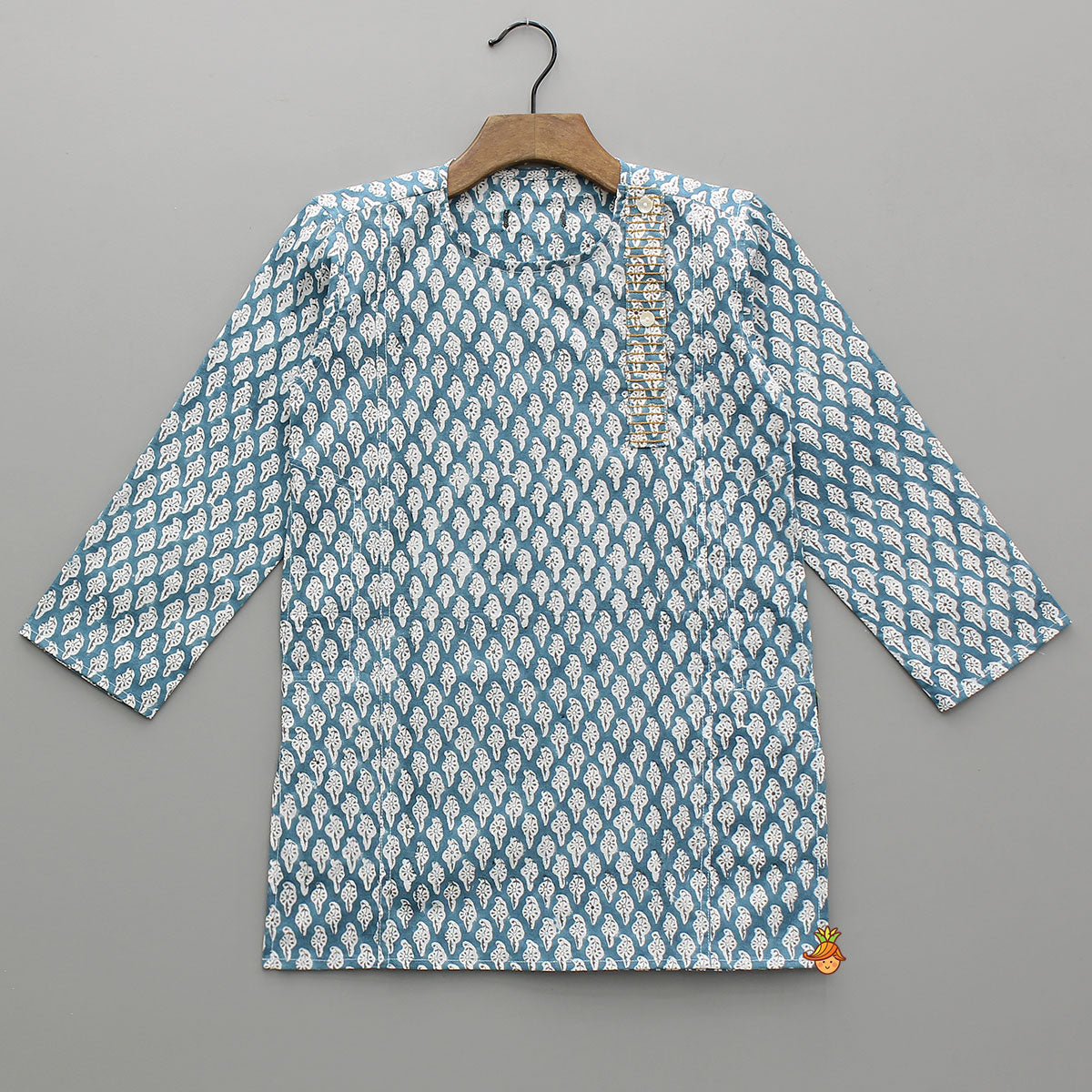 Blue Hand Block Printed Kurta And Pyjama