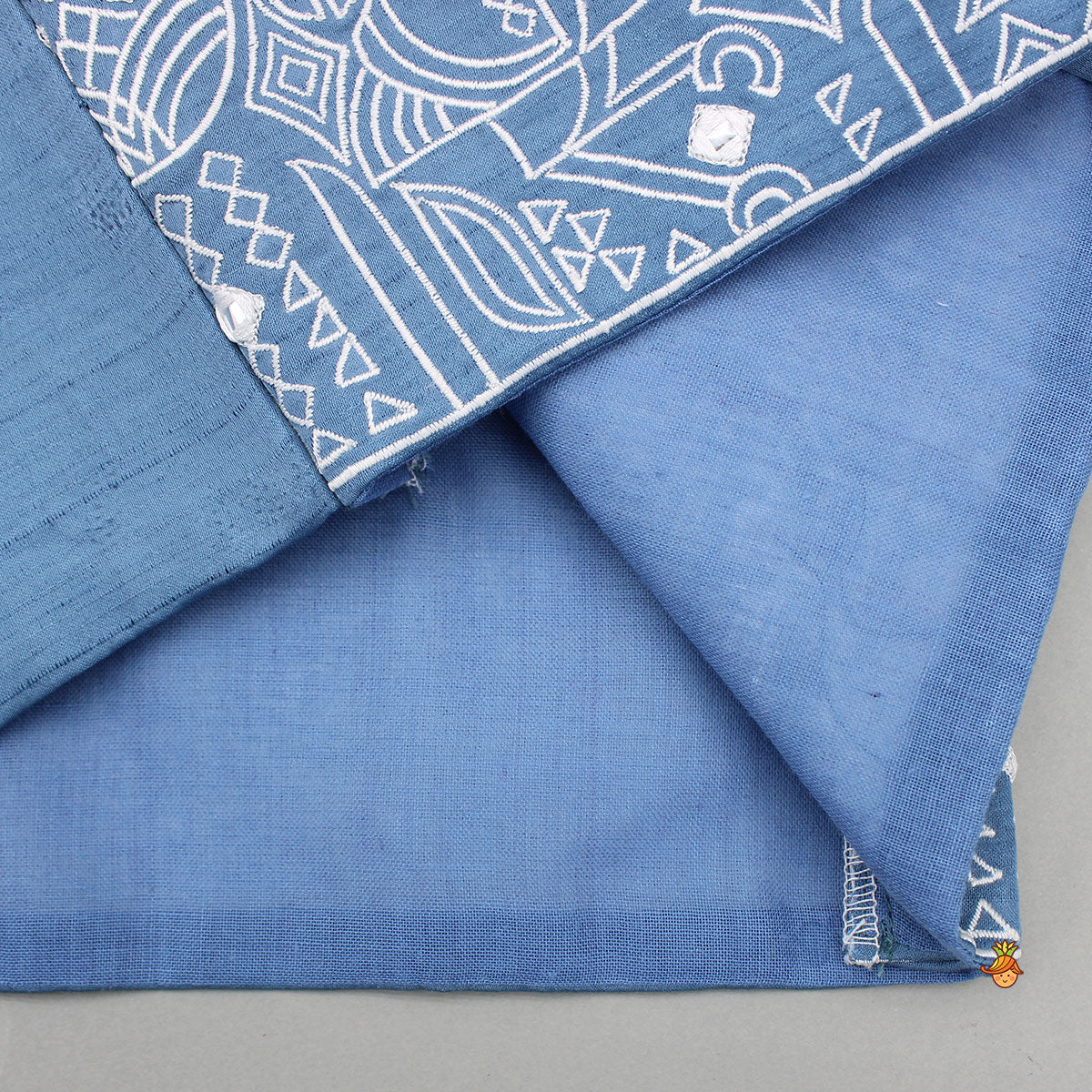 Pre Order: Blue Kurta With Embroidered Jacket And Pyjama