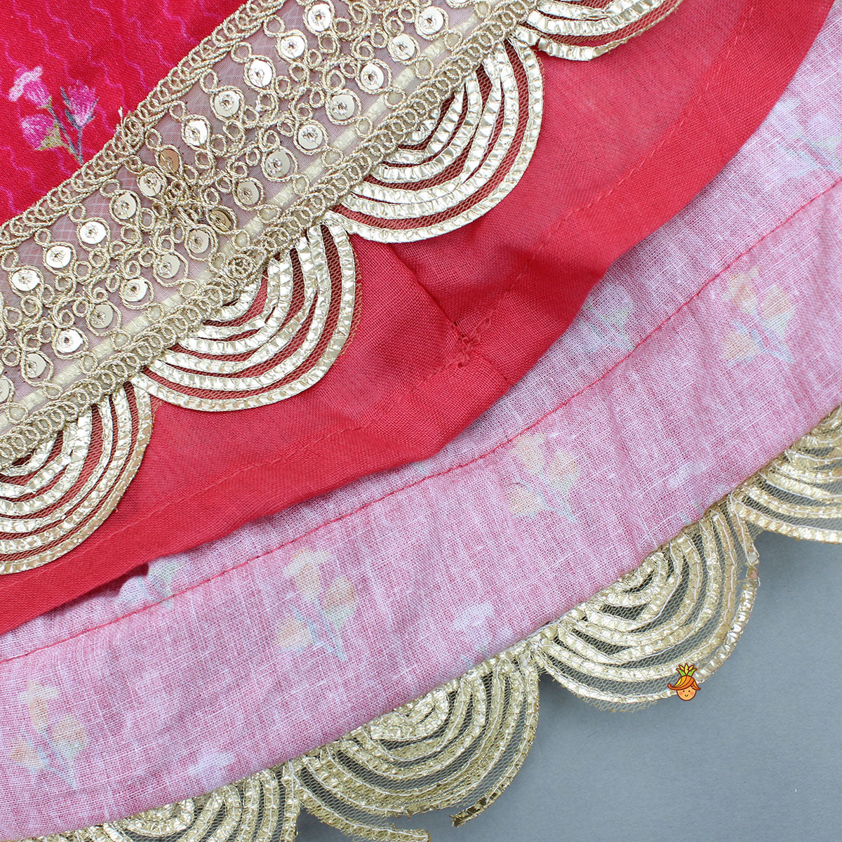 Pre Order: Pink Printed And Embellished Strappy Kurti With Embroidered Jacket