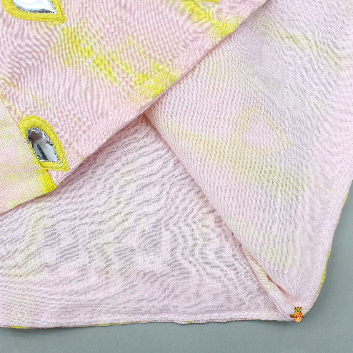 Pre Order: Pink Shibori Printed Tie Up Straps Kurti And Sharara