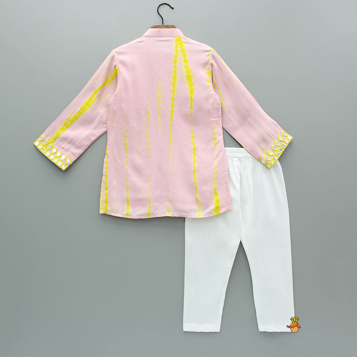 Pre Order: Pink Shibori Printed Embroidered Kurta And Pyjama
