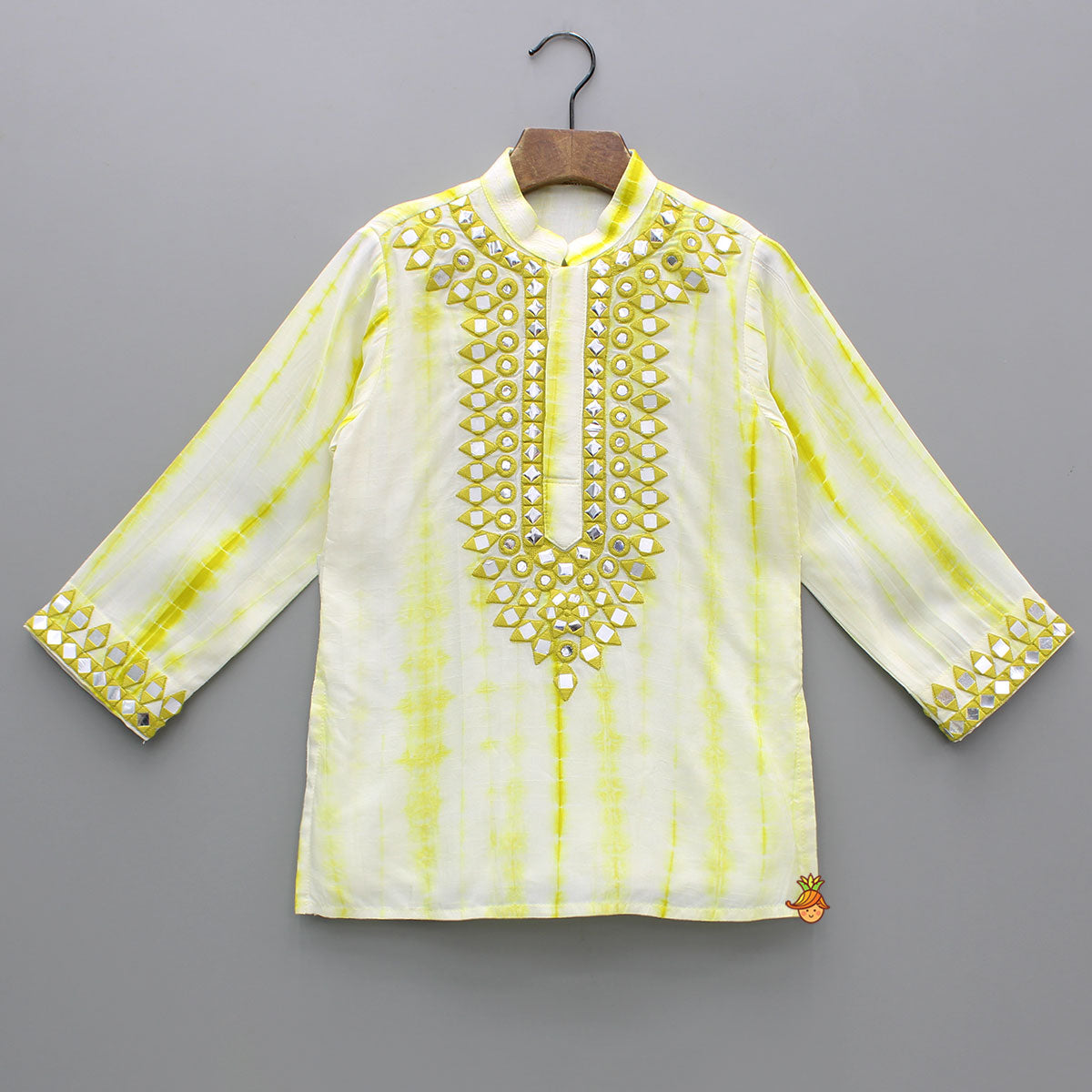 Pre Order: Shibori Printed Embroidered Kurta And Pyjama