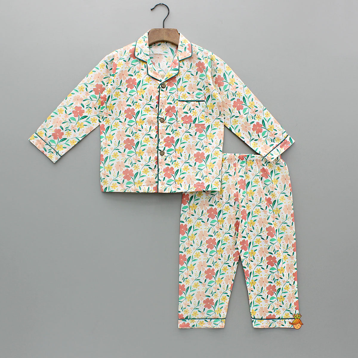 Pre Order: Multicoloured Floral Printed Notch Collar Sleepwear