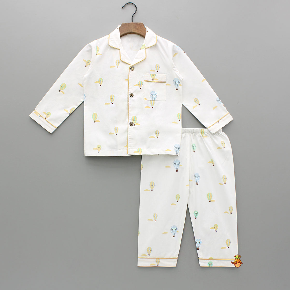 Pre Order: Multicoloured Parachute Printed Notch Collar Sleepwear
