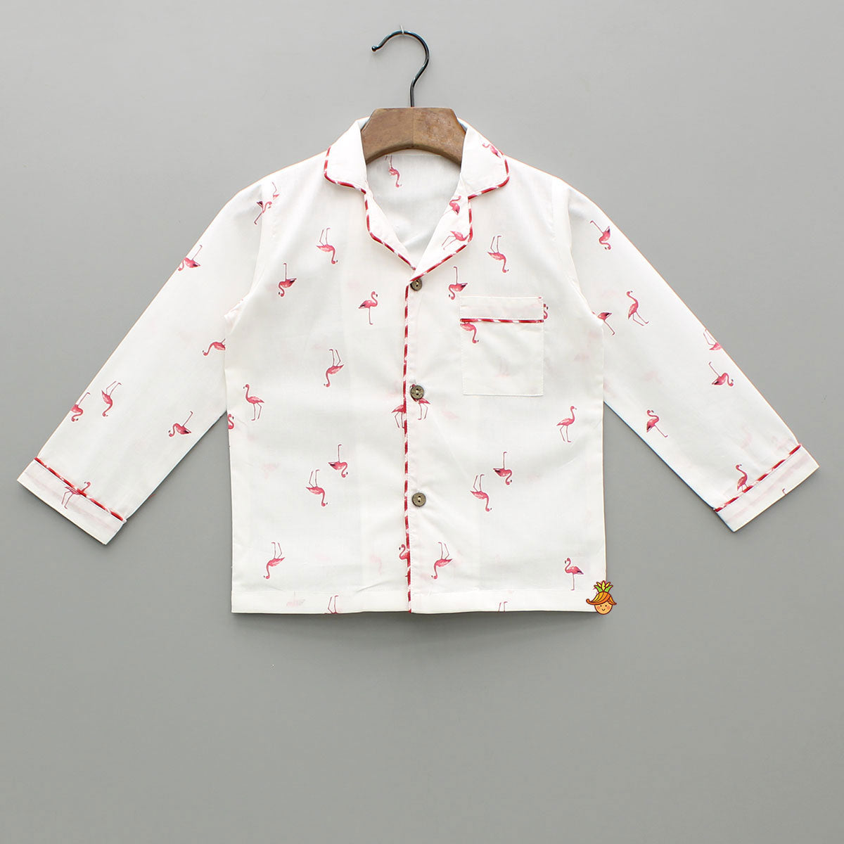 Pre Order: Flamingoes Printed Notch Collar Sleepwear