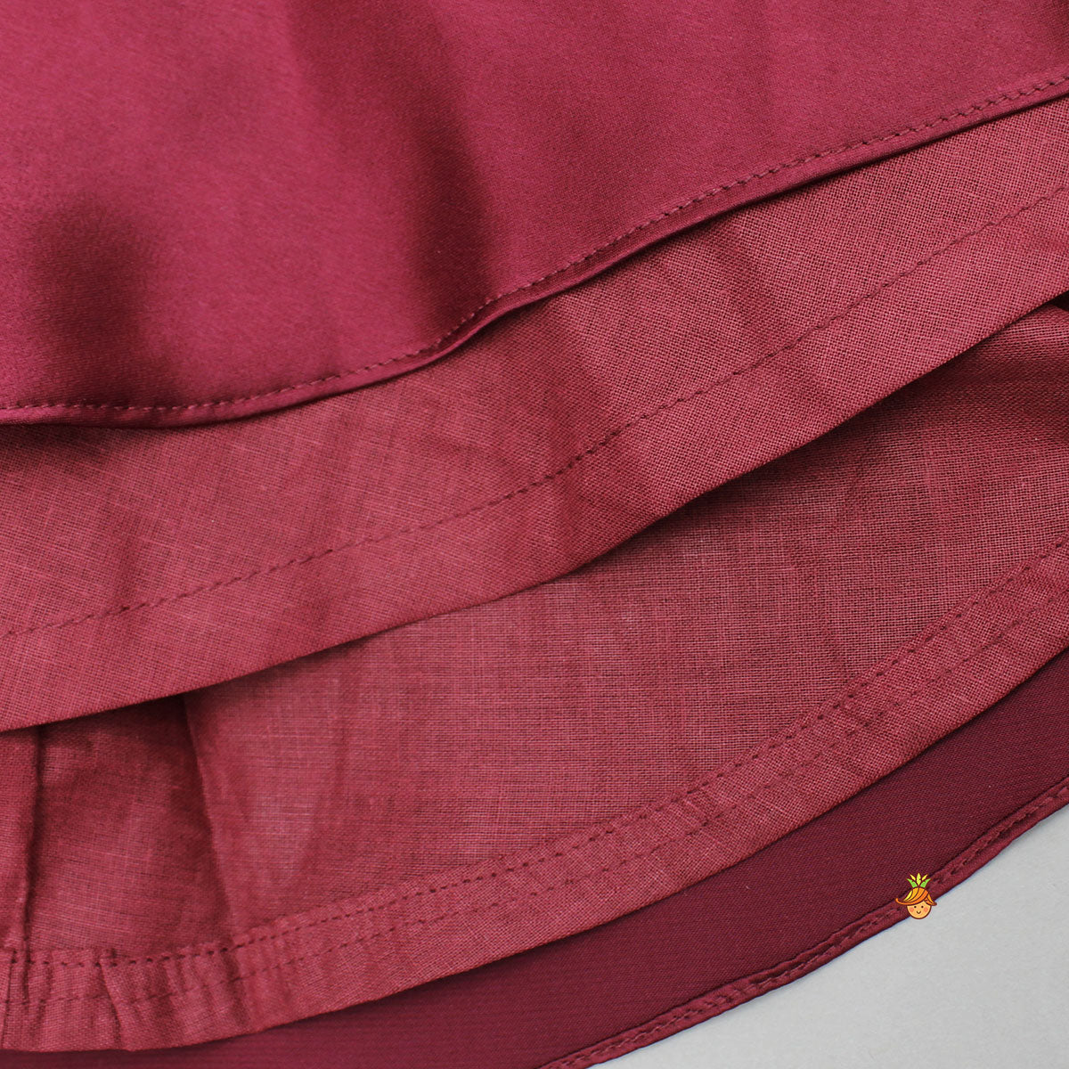 Maroon Flared Dress With Floral Embellishments