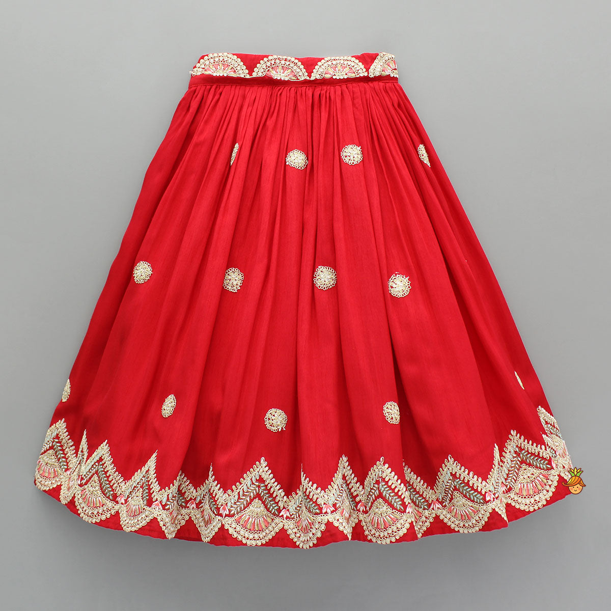 Pre Order: Multicolour Embroidered Red Lehenga