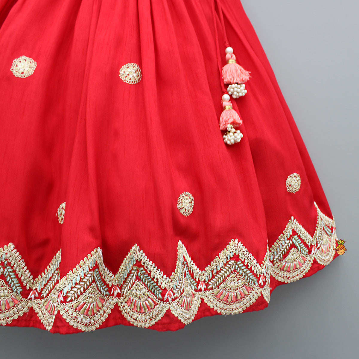 Pre Order: Multicolour Embroidered Red Lehenga