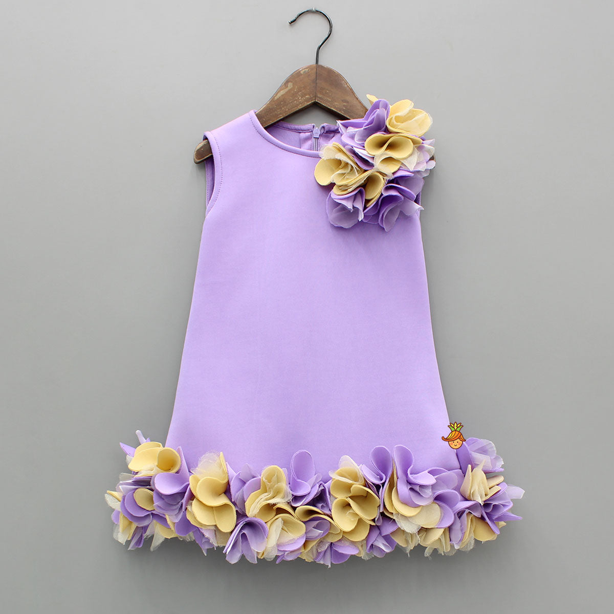 Pre Order: Lavender Artificial Flowers Embellished Dress