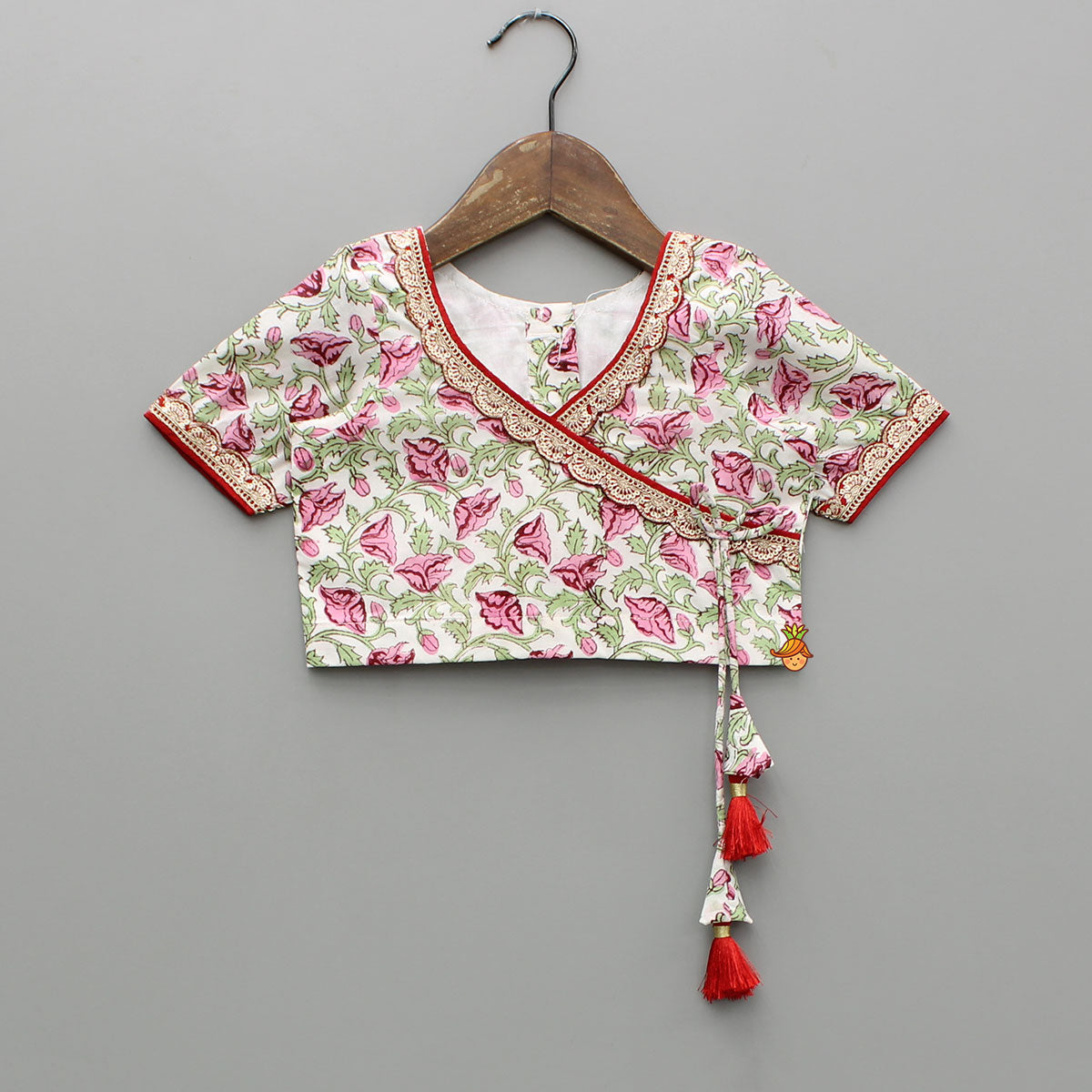 Hand Block Printed Top And Lehenga With Dupatta