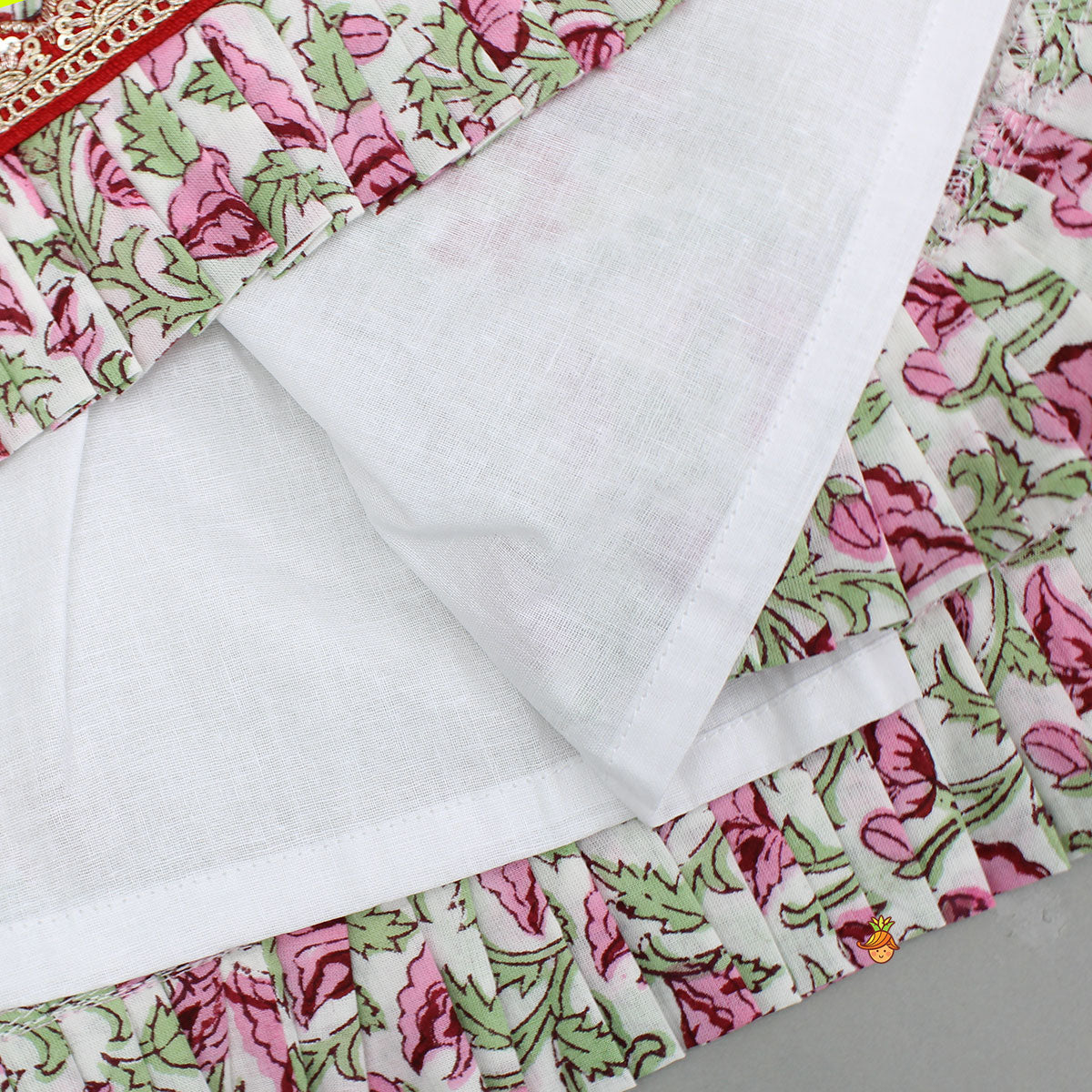 Hand Block Printed Top And Lehenga With Dupatta