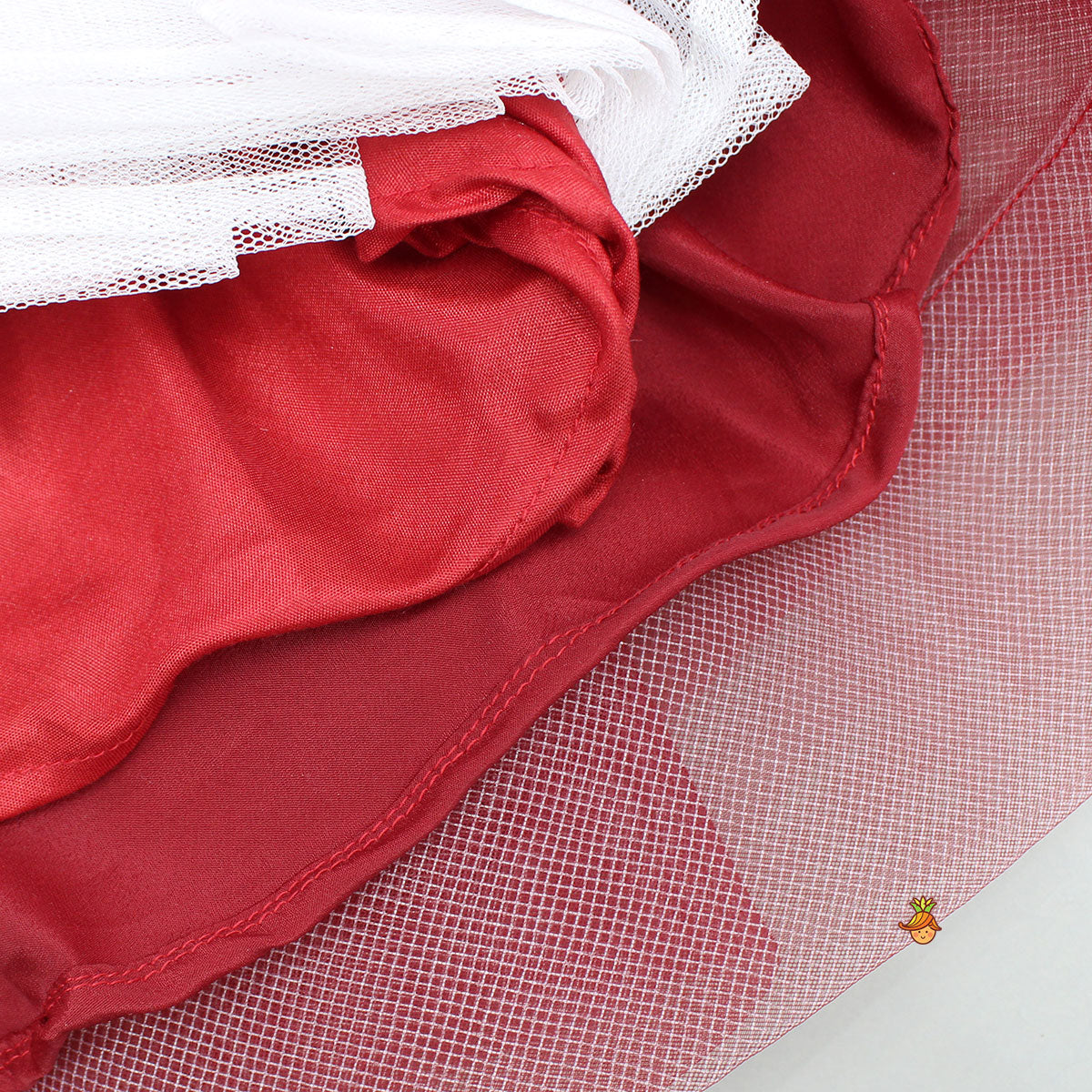 Pre Order: Maroon Sequined Ruffled Dress With Bows And Matching Swirled Bow Hairclip