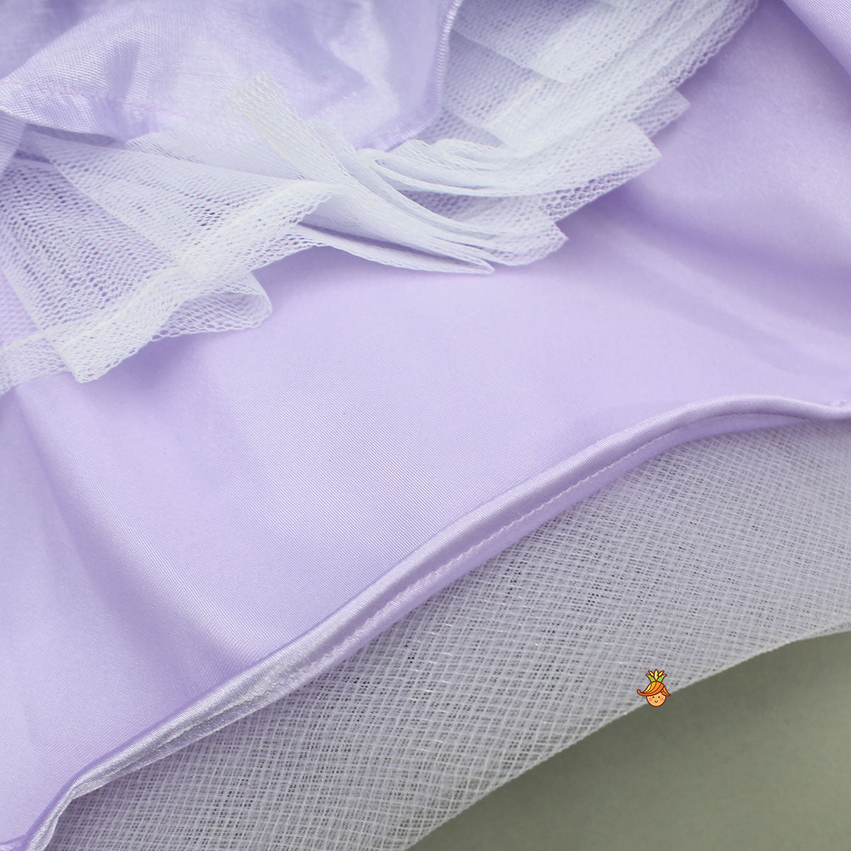 Pre Order: Sequined Ruffled Lavender Dress With Bows And Matching Swirled Bow Hairclip