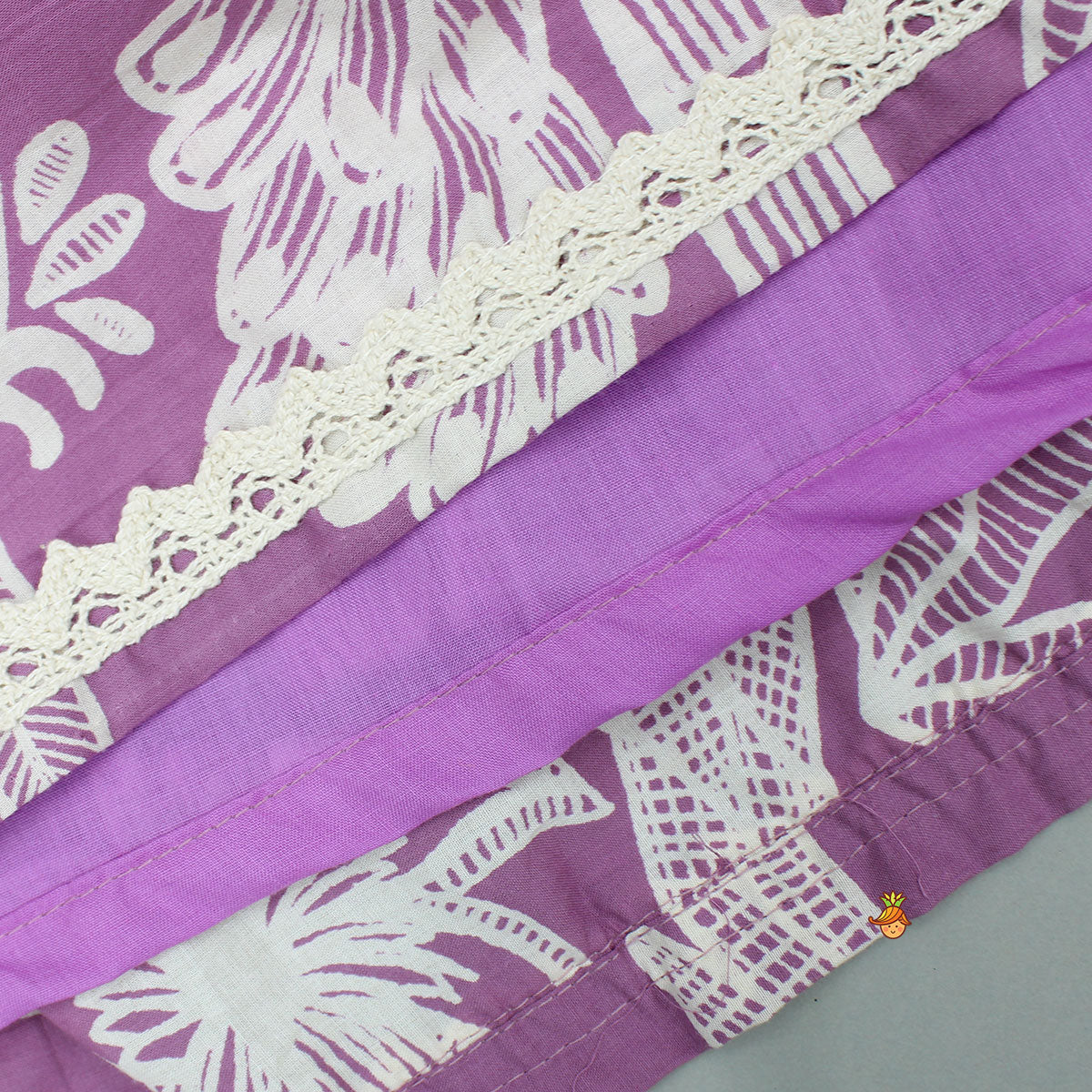 Pre Order: Purple Printed Top And Lehenga