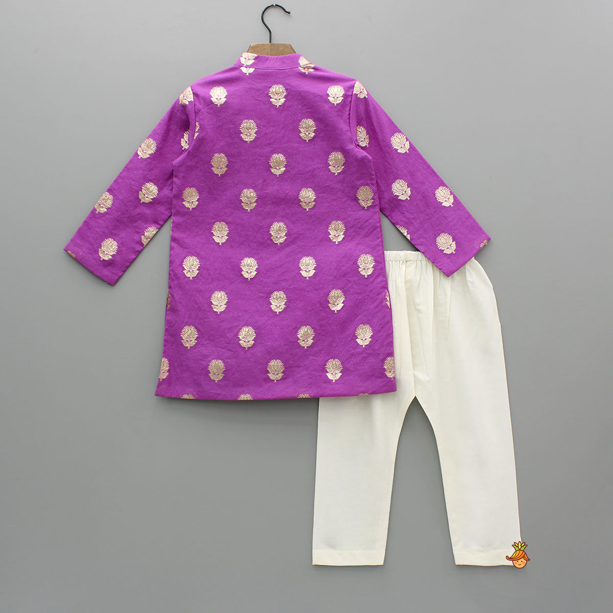 Pre Order: Chanderi Asymmetric Purple Kurta And Pyjama