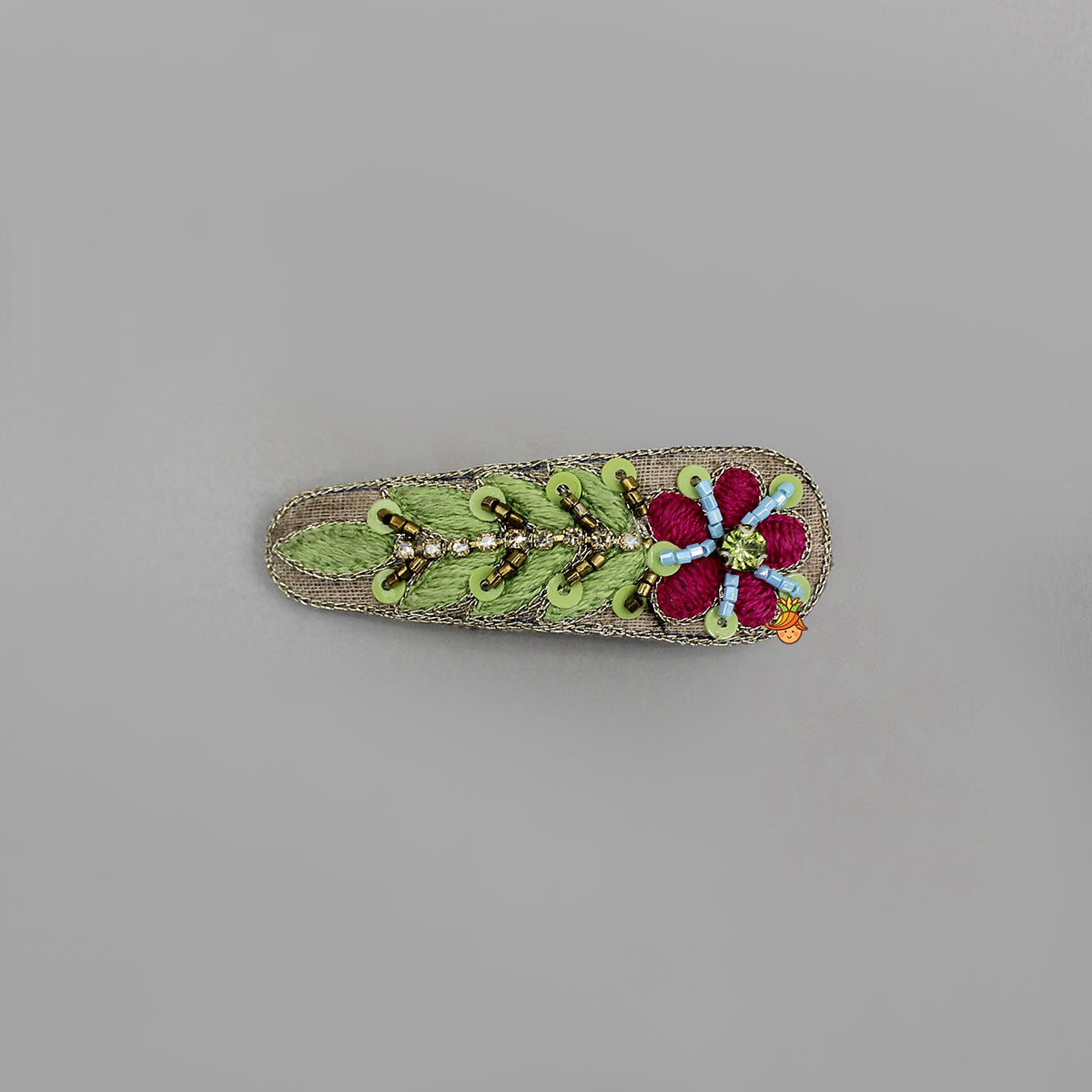 Hand Embroidered Floral Hair Clips