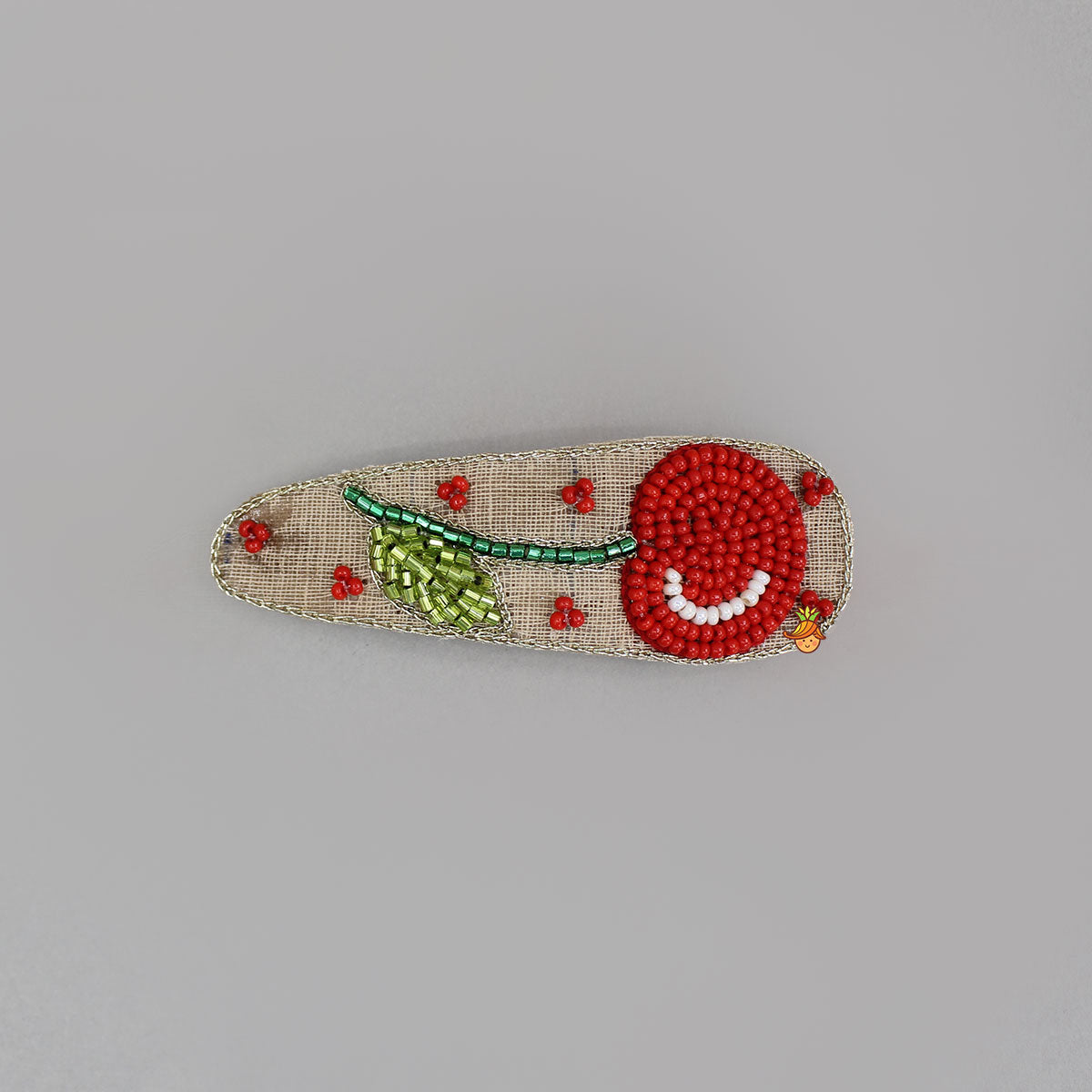Hand Embroidered Cherry Hair Clips