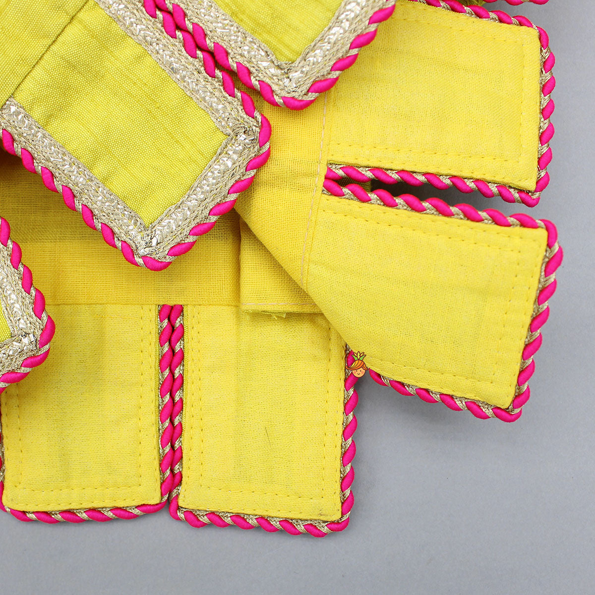 Pre Order: Yellow Lace Detailed Top And Lehenga With Dupatta