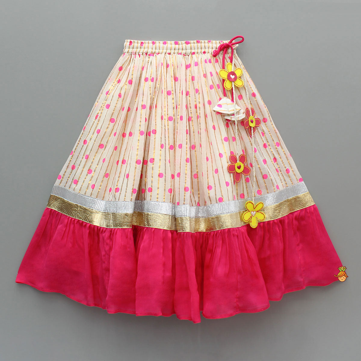 Pre Order: Pink Embroidered One Shoulder Top And Lehenga With Dupatta