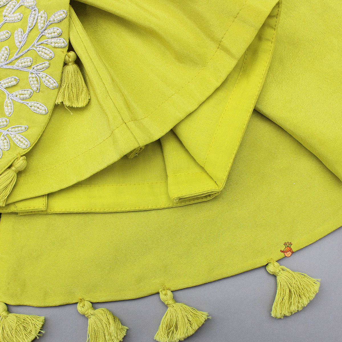 Pre Order: Green Embroidered And Embellished Cape Attached Top With Flared Palazzo
