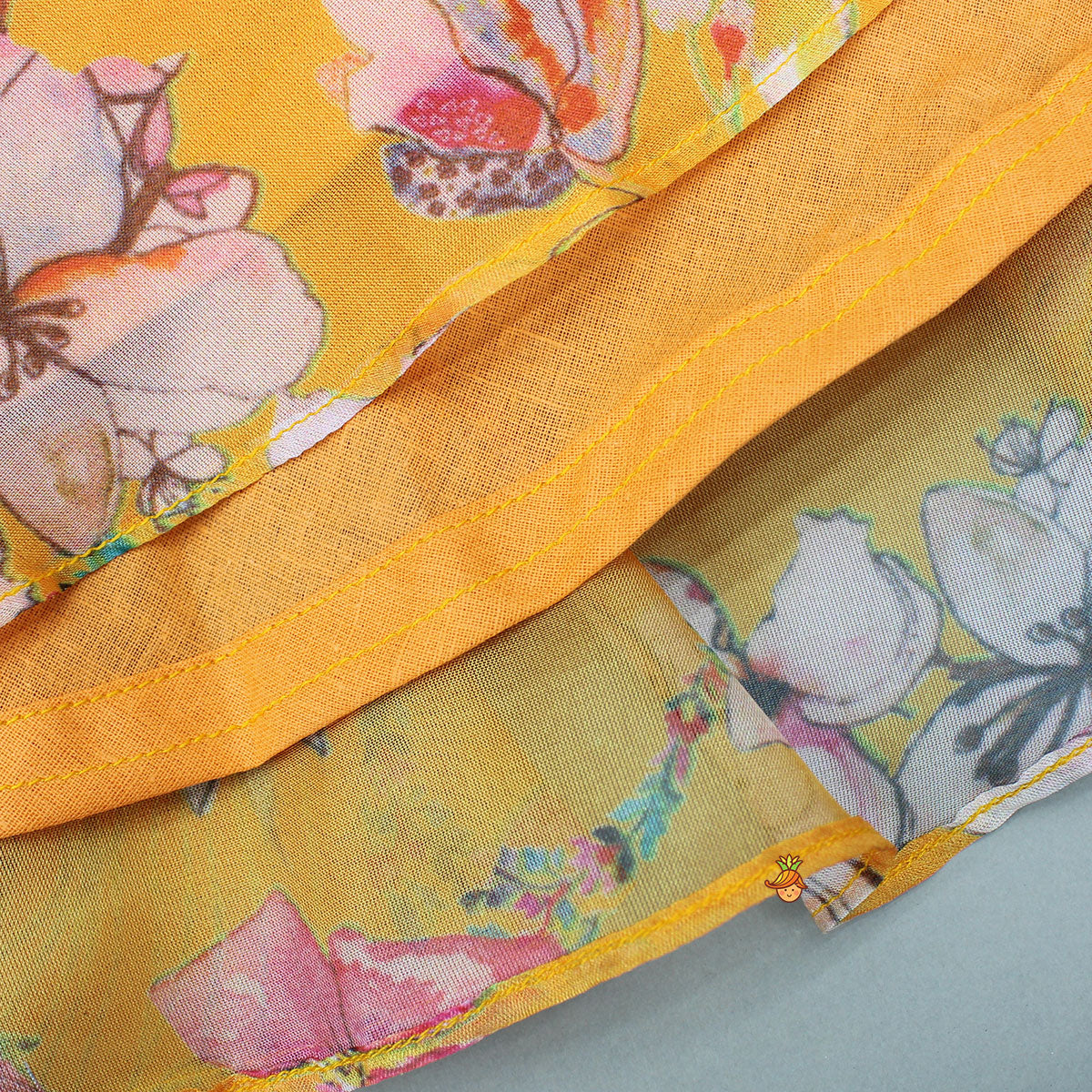 Pre Order: Multicolour Printed Orange Strappy Dress