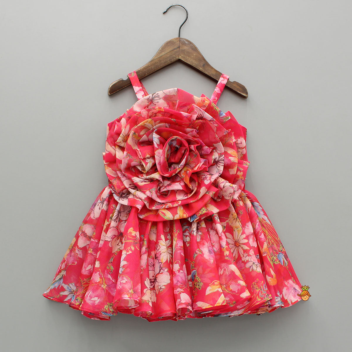 Pre Order: Pink Multicolour Printed Strappy Dress