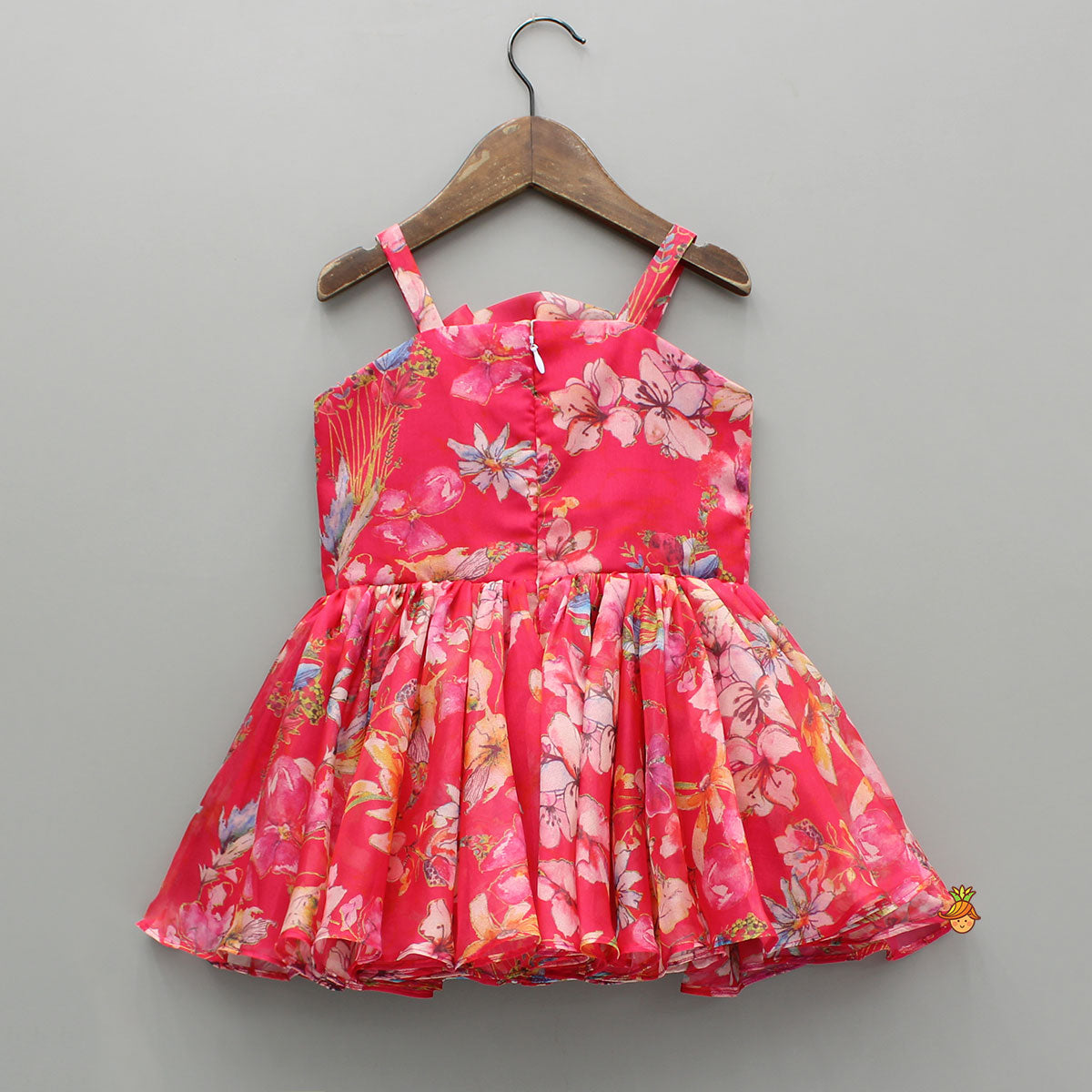 Pre Order: Pink Multicolour Printed Strappy Dress