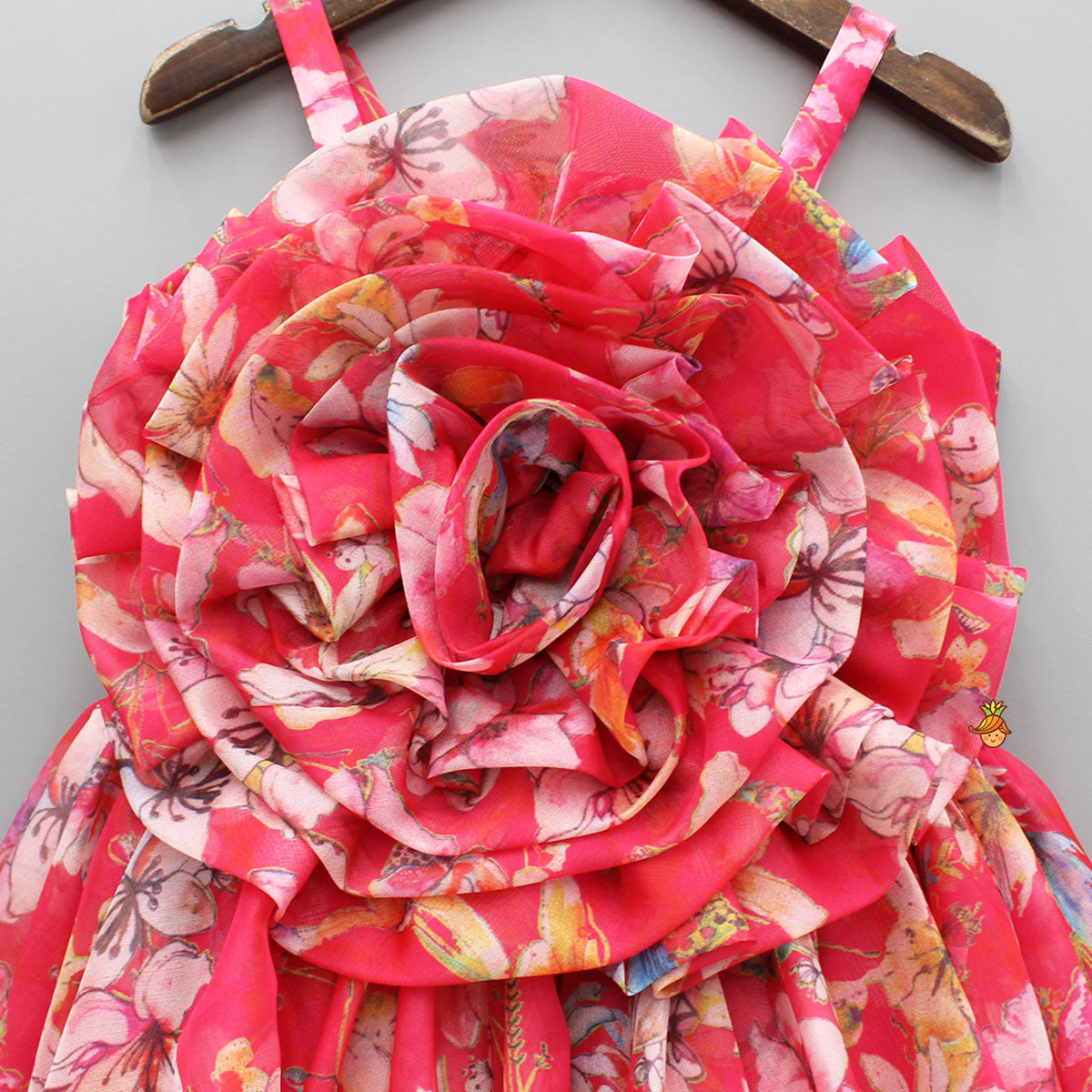 Pre Order: Pink Multicolour Printed Strappy Dress