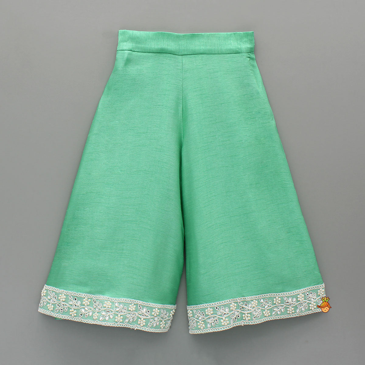 Pre Order: Green Embroidered Kurti And Flared Palazzo
